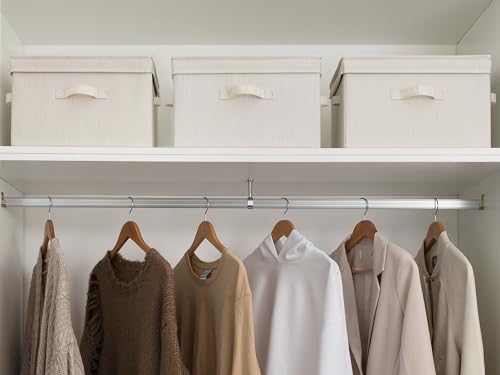 StorageWorks Fabric Storage Bins with Lid, Decorative Storage Boxes for Shelves, Stackable Closet Organizer Basket with Handles, Large, Mixing of Beige, White & Ivory, 2-Pack - color: Beige, White & Ivory, size: Large