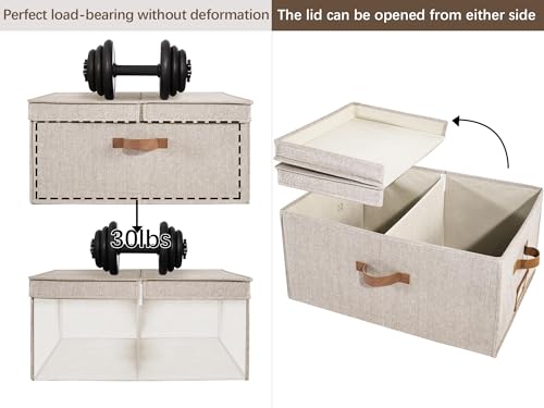 StorageWorks Extra Large Storage Bins with Lids, 55L Decorative Organizer with Divider Board, Fabric Boxes with Handles, Mixing of Brown & Beige, 2-Pack - color: Mixing of Brown & Beige, size: Jumbo