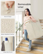 SONGMICS Laundry Basket with Wheels, 2-Section Rolling Laundry Hamper, 37 Gallons (140 L), Removable Liner, Steel Frame with Handle, 27.2 x 15.4 x 31.9 Inches, Cream White URLS004W01 - color: Cream White, size: 140 L (2-Section), style: Rectangular with h