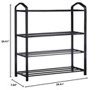 YSSOA 4-Tier Stackable Shoe Rack, 12-Pairs Sturdy Shoe Shelf Storage, Black Shoe Tower for Bedroom, Entryway, Hallway, and Closet - size: 24 x 08 x 24, 4-Shelf