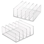 Hipiwe 2-Pack Acrylic File Organizer for Sorting Mail - 5 Slots Letter Sorter Clear Desktop Bill Divider Holder for Paper Envelope Document Book Cash Money Eyeshadow Makeup Palette