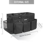 SCAVATA Wearable Cleaning Caddy Bag, Supplies Organizer with Handle & Shoulder Straps for Housekeepers, Under Sink & Car Cleaning Tool Organizer with 4 Foldable Dividers (Black) - color: Black