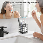 Toothbrush Holders with Quick Drying Mat—Black DiatomiteToothbrush and Toothpaste Holder for Bathroom—3 Slots Openwork Design Bathroom Counter Organizer for Electric Toothbrush,Razor, Toothpaste - size: Small