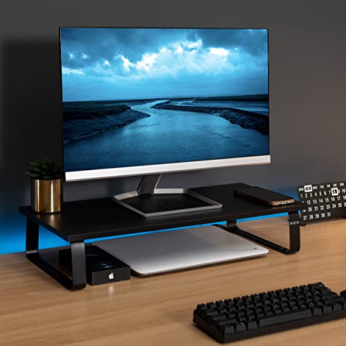 VIVO Monitor and Laptop Stand, 24 inch Desktop Riser, Black, STAND-V000D - color: Black