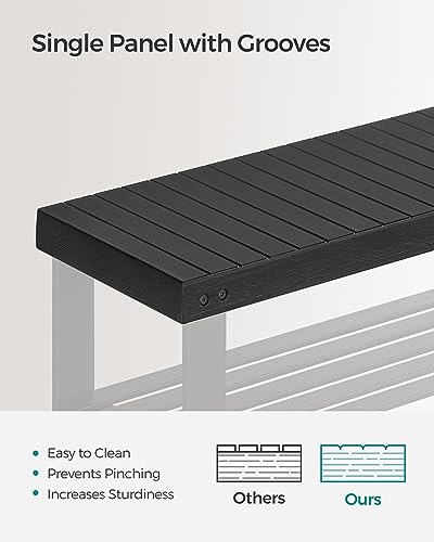 SONGMICS Shoe Rack Bench, 3-Tier Bamboo Shoe Storage Organizer, Entryway Bench, Holds Up to 286 lb, 11.3 x 35.4 x 17.8 Inches, for Entryway Bathroom Bedroom, Ink Black ULBS90B33 - color: Ink Black, size: 35.4"W
