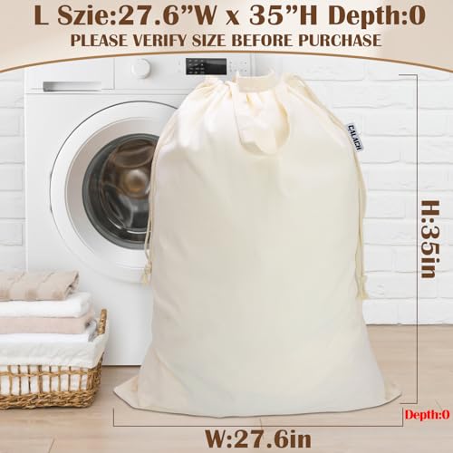 Canvas Laundry Bag with Handles & Drawstring Closure 27.5”Wx35"H, Thick Laundry Bag Large Heavy Duty Washable Dirty Clothes Travel Sack for Camp, College Dorm, Laundromat (Beige L, 2 Pack) - color: Beige, size: L 27.6"Wx 35"H┃2 Pack