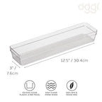 Oggi Clear Drawer Organizer - 3" X 12.5" - Ideal for Organizing Kitchen Drawers, Office, Desk, Silverware, Kitchen Utensils, Cosmetics and Bathrooms - size: 3" by 12"