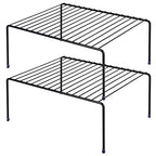 SIBAO Kitchen Cabinet Storage Shelf Rack/Plastic Feet - (13.1 x 10.2 Inch) - Steel Metal - Rust Resistant Finish - Cups, Dishes, Cabinet & Pantry Organization (2, Black) - color: Black