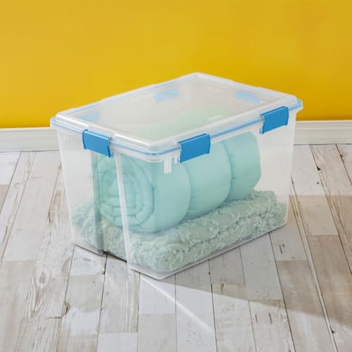 Sterilite 12-Pack Gasket Box, Weather-Resistant Storage Bins with Latching Lids, 80 Quart - Heavy-Duty Organizing Containers for Closet, Bathroom, and Office - size: 80 Quart, style: 12 Pack