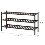 viewcare Long Shoe Rack, Bamboo Wood Shoe Rack for Closet, Entryway & Hallway, 3-Tier Stackable Shoe Shelf - color: Brown, size: 3-Tier Long