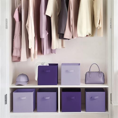 Cupic Cupid 11 Inch Storage Cube, Fabric Cube Storage Bin with Handles, Storage Cube Organizer for Clothes and Toys, Collapsible Cube Bins for Closet, Shelves, Nursery, 6-Pack, Purple Gradient - color: Purple Gradient, size: 11 Inch