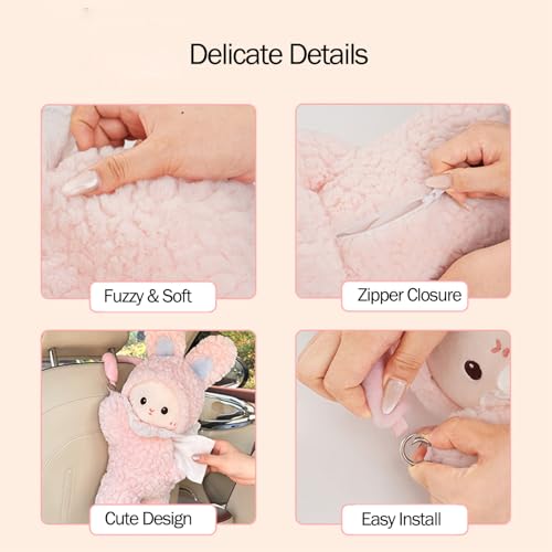 Elephant Tissue Box Cover Plush Tissue Box Holder for Car, Home, Decorative Holder/Organizer for Bathroom Vanity Countertop, Nightstands, Office Desk-Bunny - color: Bunny