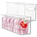 Plastic Food Storage 2 Pack Clear Container Bin with Handles for Organizing Kitchen, Pantry, Refrigerator, Freezer, Pantry, Cabinet, Closet, Bathroom. 14”x4”x5” - size: 14x4x5