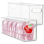 Plastic Food Storage 2 Pack Clear Container Bin with Handles for Organizing Kitchen, Pantry, Refrigerator, Freezer, Pantry, Cabinet, Closet, Bathroom. 14”x4”x5” - size: 14x4x5