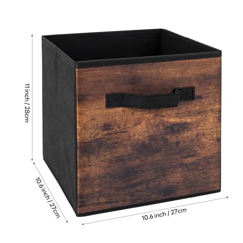 EWES 11 Inch Fabric Storage Cubes, 8 Pack Foldable Storage Bins with Handle, Storage Baskets Box for Shelves, Closet, Organizer, Rustic Brown and Black - color: 8 Pack Brown, size: 11 Inch