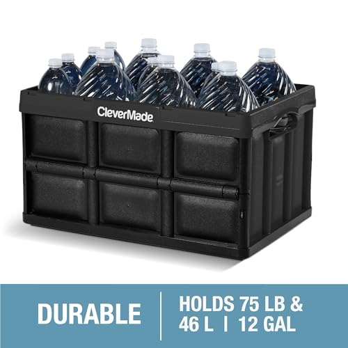 CleverMade Collapsible Storage Bins - Royal Blue 3 Pack 46L - Stackable Containers Heavy Duty Capacity Folding Crates - Space-Saving for Home