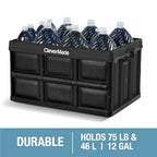 CleverMade Collapsible Storage Bins - Royal Blue 3 Pack 46L - Stackable Containers Heavy Duty Capacity Folding Crates - Space-Saving for Home