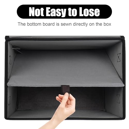 Bagnizer Large 42 Quarts Fabric Storage Bins with Lids [2-Pack] Linen Collapsible Foldable Storage Cubes, Closet Organizer Containers boxes with Handles for Home Office (16.7 x 12 x 12, Black & Gray) - color: Black & Gray, size: Large - 2 Pack