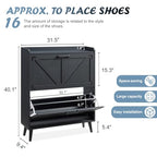 Barnyatoh Shoe Storage Cabinet with 2 Flip Drawers, Farmhouse Hidden Shoe Organizer, Narrow Slim Shoe Rack Cabinet for Entryway Hallway,Black - color: Black