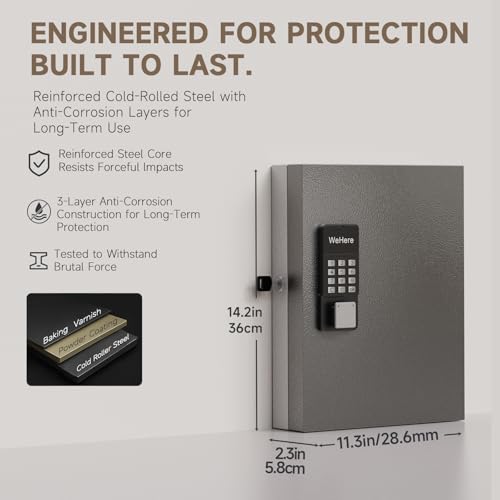 32 Key Lock Box Wall Mount, Smart Key Cabinet One Time Password/APP Bluetooth/Fixed/Wi-Fi Remote/Key Unlock, Key Management for Valets/Realtors/Office/Hotel - size: 32 Key(Smart)