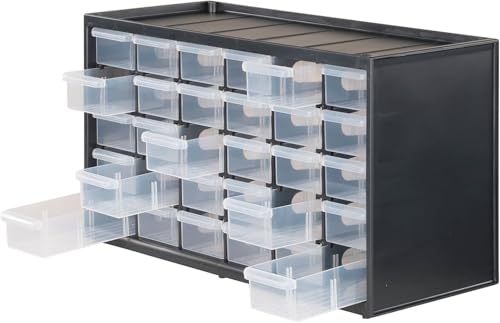 CRAFTSMAN Storage Organizer, 30 Small Drawer Modular Storage System, Easily Stackable, Plastic, Black, White (CMST40730) - size: 30, style: 30 Bins