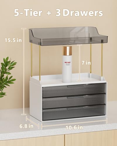 Anylady Bathroom Organizers and Storage, Makeup Organizer (Sturdy Durable Attractive), Ideal for Vanity, Countertop, Counter, Perfume, Skincare, Cabinet, Cosmetic, Dresser Organizer (Black) - color: Black