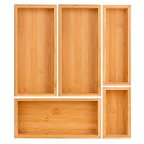 bamboo drawer organizer Set,expandable drawer dividers,wooden storage organizers,drawer organizers for kitchen, bathroom,flatware,Tea Bag Organizer (1 X 5PCS Natural) - color: 1 X 5PCS Natural
