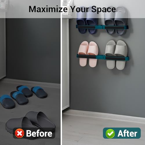 Multi-Functional Wall Mounted Storage Rack Foldable Shoe Holder for Bathroom and Entryway Space Saving Organizer(Green) - color: Green, size: 53X5.5