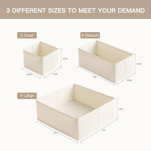 Criusia Drawer Organizer Clothes, 10 Pack Dresser Organizer for Baby Clothes, Underwear, Sock- Foldable Closet Organization and Storage Dividers Bins for Nursery, Bedroom (Beige) - color: Beige, size: 10PACK