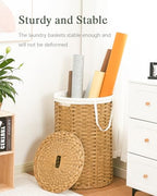 SETVSON Large Laundry Hamper Laundry Basket Round 34.3 Gal (130 L) Handwoven Wicker Laundry Baskets Rattan Laundry Basket with Laundry Bag Handles 2 Mesh Bags for Living Room Bedroom Natural - color: Natural, size: 130L