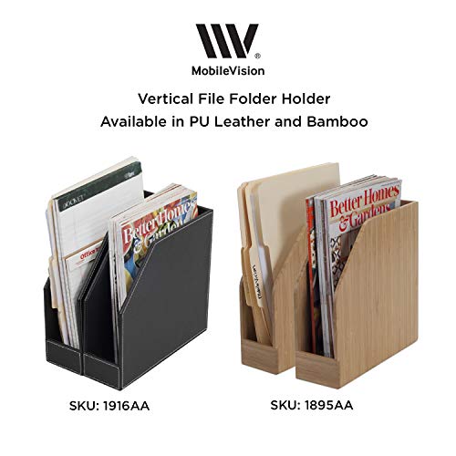 MobileVision Executive Leather Vertical File Folder Holder & Office Product Organizer, Store Files, Magazines, Notepads, Books and more, 2 Pack Combo Set - color: Executive Leather
