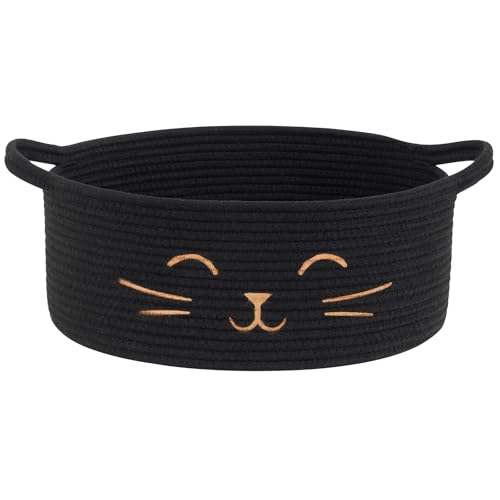 Cat Toy Basket, 13.8" x 6" Black Woven Basket for Gifts, Decorative Storage Basket for Nursery Living Room, Pet Dog Toy Storage - color: Black, size: 13.8"W x 6"H