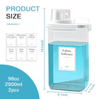 2 Pack Laundry Detergent Dispenser, 98oz Detergent Dispenser, Refluxable Laundry Detergent Container, Plastic Liquid Laundry Detergent Dispenser for Laundry Room Organization with 6 Labels - size: 98 Fl Oz (Pack of 2)