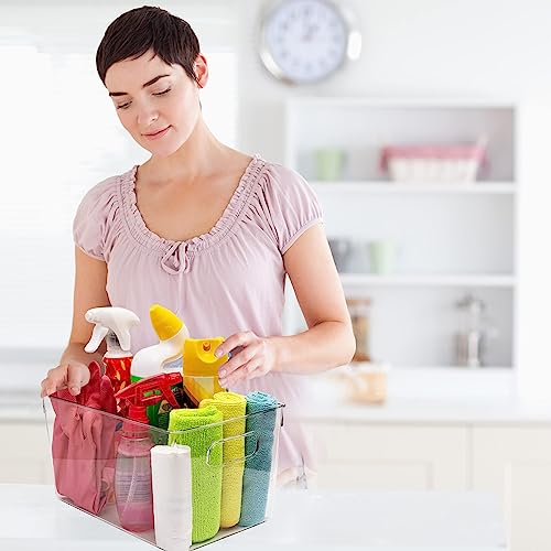 Clear Plastic Storage Bins, Pantry Organizers and Storage or Kitchen Organization and Storage Containers Bins for Organizing, Fridge, Freezer, Bathroom, Pantries, Refrigerator, Cabinet Organizer Bin - size: 11 x 7.5 x 6