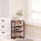 CHEMPFR Narrow 4-Tier Shoe Rack, Slim Space-Saving Shelf with Decorative Wood Top & Steel Mesh, Entryway/Closet/Dorm Organizer, 16.5x11.8x27.9 Inches - size: 4 Tier (16.5″x11.8″x27.9″)