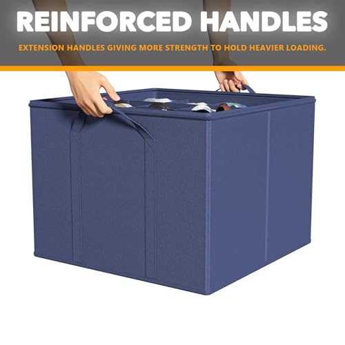 SpaceAid Shoe Organizer for Closet, 2 Pack Foldable Shoe Storage Containers Baskets Boxes Bins w/Adjustable Dividers, Fits 16-32 Pairs, Blue - color: Blue