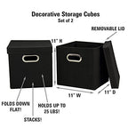 Household Essentials 34-1 Decorative Storage Cube Set with Removable Lids | Black | 2-Pack - size: 2 Count (Pack of 1)