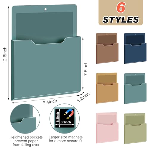 Fuutreo 6 Pcs Magnetic Wall File Organizer Magnetic Wall File Holder Refrigerator Magazine Holder for Mail Letters Paper(Mocha Mousse Color,Vertical-large) - color: Mocha Mousse Color, size: Vertical-Large