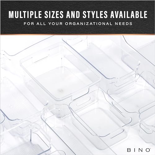 BINO | Plastic Organizer Bins, Large - 4 Pack | The SOHO Collection | Multi-Use | Pantry & Freezer Organizer Bins | Plastic Storage Containers for Home & Kitchen Org - size: Large