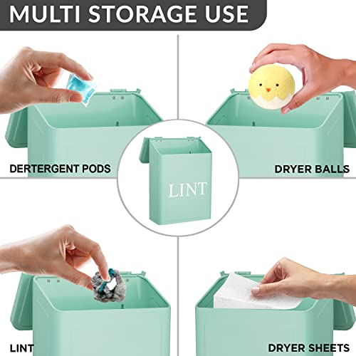 Calindiana Modern Farmhouse Metal Lint Bin for Laundry Room, Mint, 10L - color: MINT