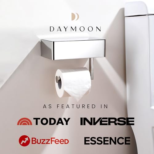 Day Moon™ - Toilet Paper Holder with Shelf - Modern Roll Holder for Bathroom - 1 Pack - Wall Mount - with Storage, Polished Chrome - color: Polished Chrome, size: Storage 1 Pack