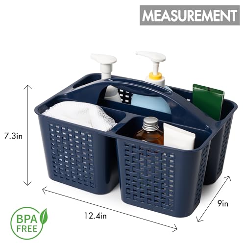Tiawudi Portable Shower Caddy, Caddy Organizer with Handle, Plastic Shower Basket Hold Soap, Shampoo, Hair Supplies and Beauty Products, Cleaning Supplies Organizer for Home, Dorm, Shelf and Cabinet - color: Dark Blue