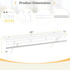 Giantex Closet Shelf with Hanging Rod, 4 ft Wall Mounted Wire Shelving Kit with Storage Shelf & Clothes Rod, Ventilated Metal Wall Shelf Organizer for Laundry Room, Closet, Bedroom, White - size: 4 ft