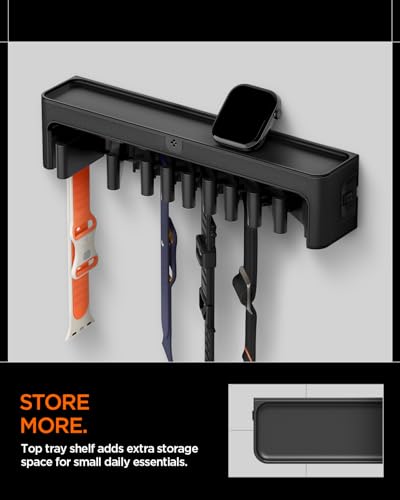 Spigen S341 Apple Watch Band Organizer Holder 10 Slots with Tray for Accessories Wall Display Rack - Black - style: Watch Band Holder