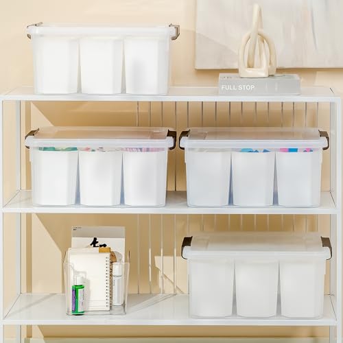 Citylife 17 QT Plastic Storage Box with Removable Tray and 6 Detachable Tall Inserts Craft Organizers and Storage Clear Storage Container for Organizing Crayon, Craft, Sewing, Playdoh, 4 Packs - size: 17 Qt- 4 Pack- W