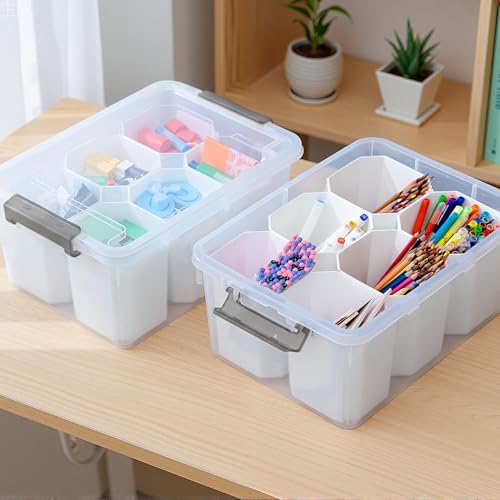 Citylife 17 QT Plastic Storage Bins Clear Storage Box with Lids Multipurpose Stackable Storage Containers for Organizing Tool, Craft, Crayon, 2 Packs - size: 2 Pack-17 QT