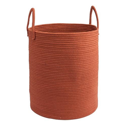 Woven Cotton Rope Laundry basket-15”X20” Laundry Hamper-Rope Storage Basket for Dirty Clothes, Toys and Blankets Perfect for Bathroom, Baby nursery and Living Room Storage (rustic) - color: rustic, size: regular