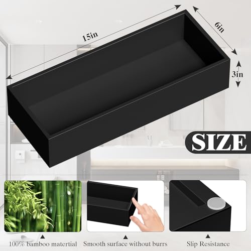 ZHWS Toilet Paper Basket, Bathroom Basket for Counter Toiletires Decor Towel TP, Back of Toilet Organizer Storage, Guest Toilet Tank Tray, Vanity Tray for Perfume Makeup Kitchen 15"x6"x3" Black - color: Black, size: 15" x 6" x 3"
