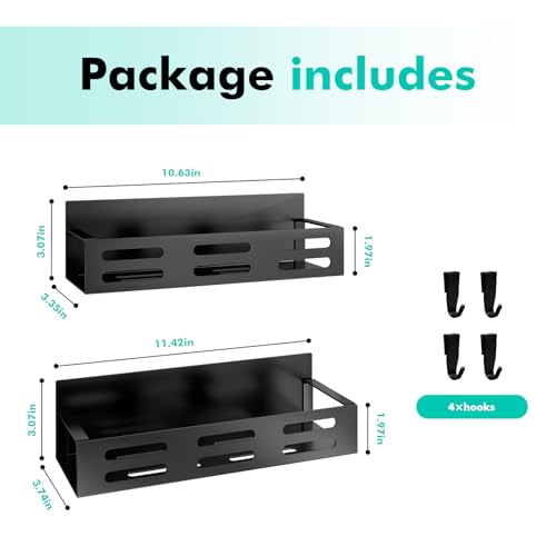 SETBAOO 2 Pack Magnetic Spice Rack for Refrigerator, Black Magnetic Shelf and Fridge Kitchen Cabinet Organizers Storage Seasoning Organization Mini Shelves, Organizadores de Cocina - size: 2 Pack Black-A