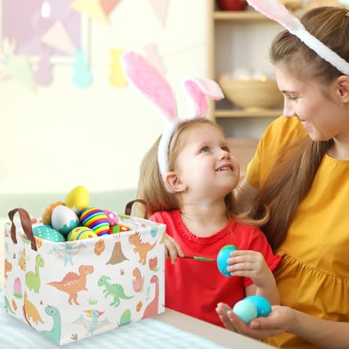 Rectangular Easter Dinosaur Basket,Waterproof kids toy storage box bedroom,Dinosaur Storage Box,kids laundry Basket,Easter Room Decor,Nursery Hamper,Gift Baskets(Dinosaur) - color: Easter Dinosaur